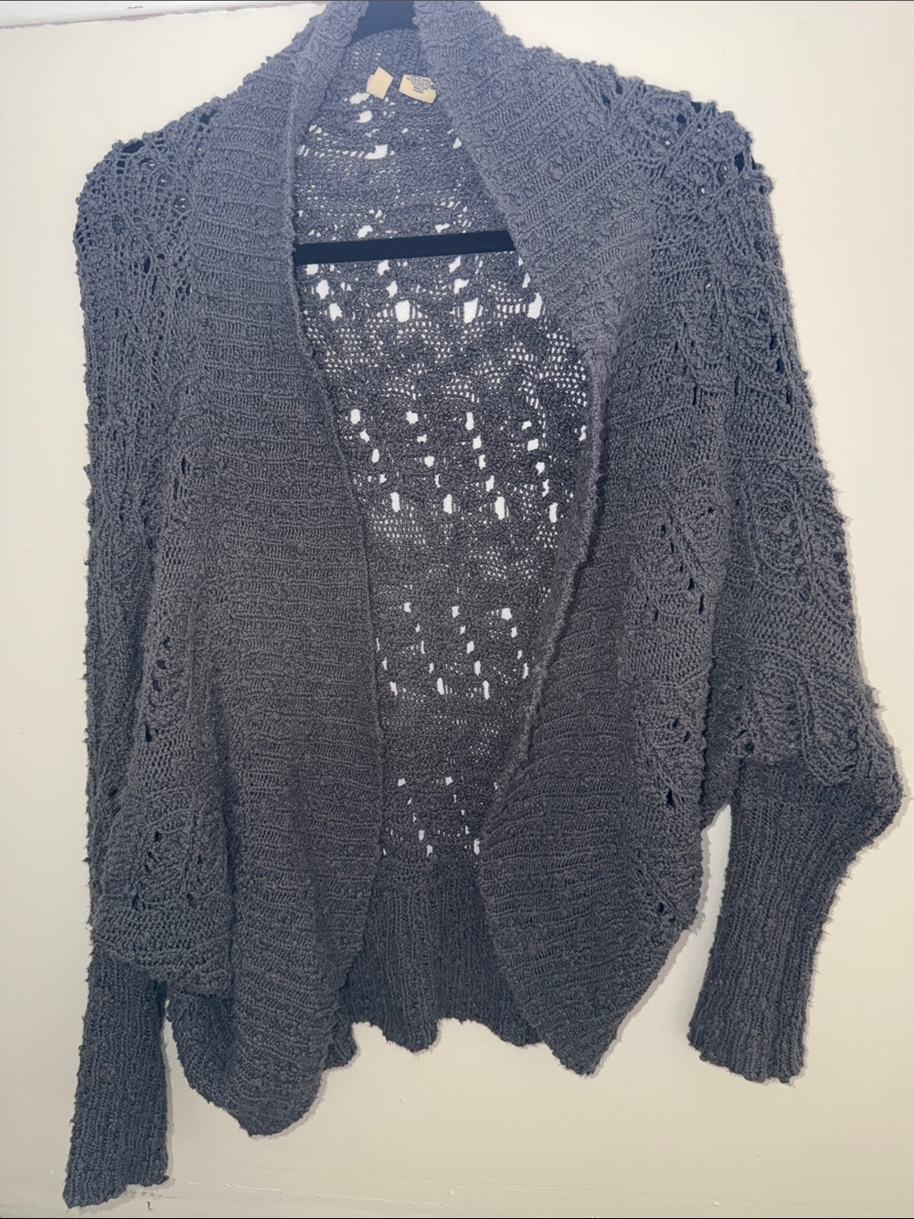 Moth by Anthropologie Charcoal Open-Front Knit Cardigan